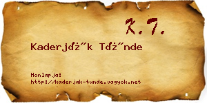 Kaderják Tünde névjegykártya